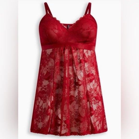 Torrid NWT Red Tattoo Lace Babydoll Chemise - Picture 1 of 5